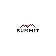 summit illustration and symbol, vector illustration, mountain logo.