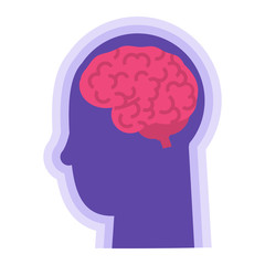 Brain health concept. Human head and brain icon.Vector illustration