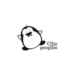 Cute penguin icon logo in black color.