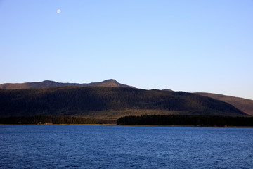 Hubbard Glacier, Alaska / USA - August 08, 2019: View from ship cruise deck near Hubbard glacier, Seward, Alaska, USA