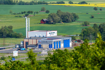 Fototapeta na wymiar View of a district heating plant in Sweden