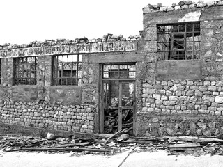 Abandoned building on Goli otok (Naked Island) , B&W