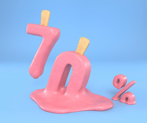 ice cream 70 percent discount 3d rendering 