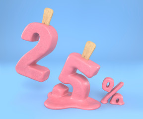 ice cream 25 percent discount 3d rendering 