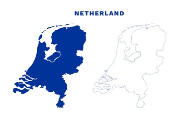 Map of Netherland Vector - Blank Map of Netherland Silhouette and Outline Isolated on White