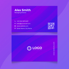 Abstract Modern Business Card Template. Simple beautiful creative business card design vector illustration with purple gradient colors. Minimal Corporate Business card vector