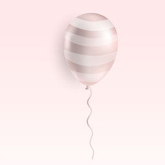 Realistic flying rose gold helium balloon. Premium vector.