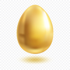 Gold egg with shadow.  Premium vector.