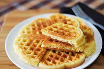 Waffles on a white plate