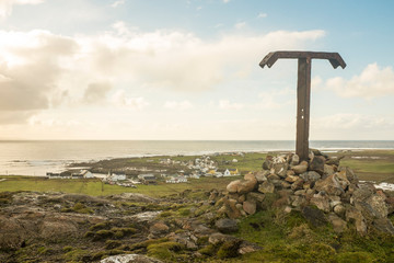 Overlooking Tory Island Village from the Metal Tau Cross, County Donegal, Ireland © DorSteffen