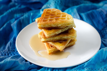 Waffles on a white plate