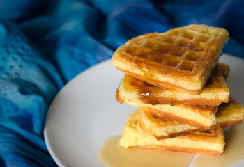 Waffles on a white plate