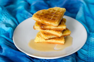 Waffles on a white plate