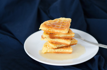 Waffles on a white plate