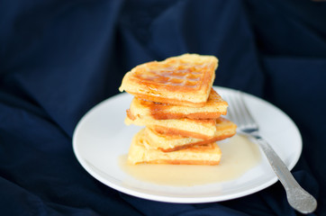 Waffles on a white plate