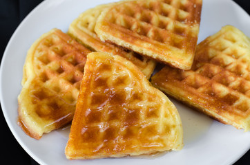 Waffles on a white plate