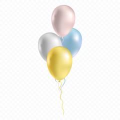 Realistic bunch of glossy  flying helium balloons. Premium quality vector illustration.