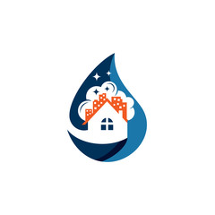 House Building Cleaning Logo Design Vector
