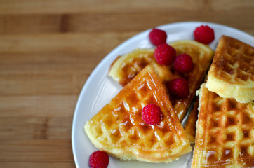 Waffles on a white plate