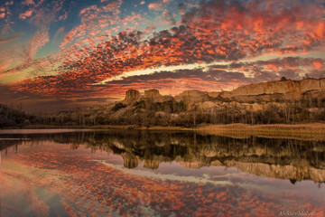 sunset over lake