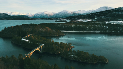 Two old bridges over Straumen, on highway 661 in Skodje municipality, between Straumen and Digernes, Stettevegen, Skodjestraumen, More og Romsdal, Norway 2020
