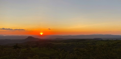 Sunset on the horizon of Pacific Ocean in Guanacaste, Costa Rica