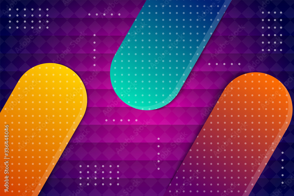 Poster abstract geometric of gradient purple background with horizontal of overlay shape. diagonal curve el