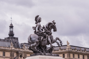 Fototapeta na wymiar King Louis XIV Statue, Paris, Grand Louvre Museum