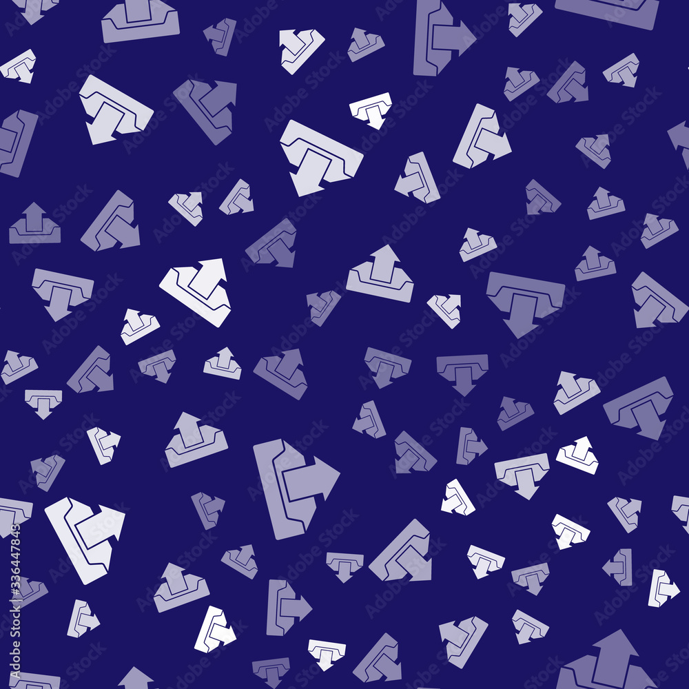 Poster white upload inbox icon isolated seamless pattern on blue background. vector illustration