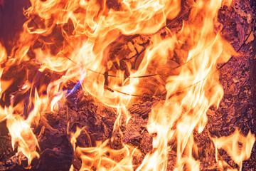 The fire, burning debris, there is no focus. Large burning fire.