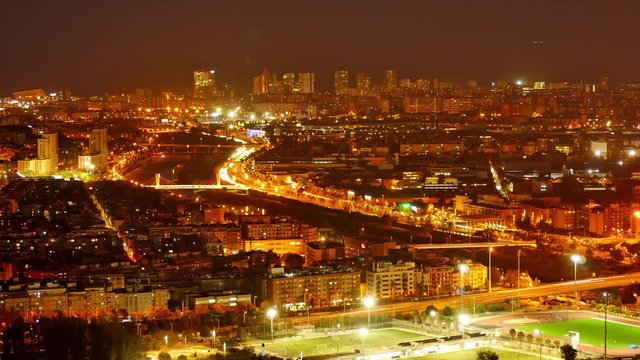Panoramic view of city from day to night, timelapse