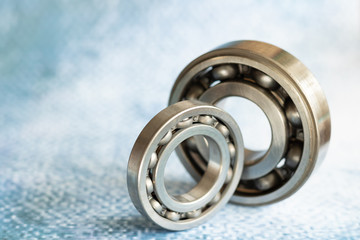 Metal ball bearings isolated. Spare parts for car repair.