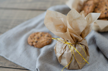 Fresh oatmeal cookies with chocolate
