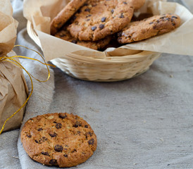 Fresh oatmeal cookies with chocolate
