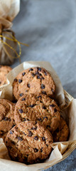 Fresh oatmeal cookies with chocolate