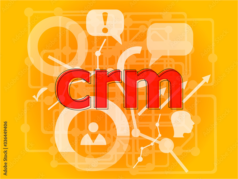 Poster text crm on digital background. information concept . big set of infographics elements