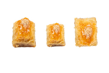 Delicious sweet baklava isolated on white background.