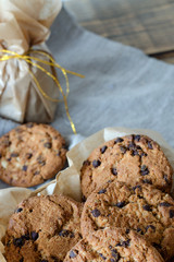 Fresh oatmeal cookies with chocolate