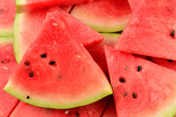 Juicy watermelon slices background. Top view.