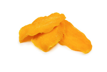 Tasty sugar mango slices background. Top view.