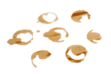 Coffee stains isolated on white background.