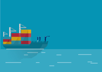 business logistic with maritime freight transportation container in dock vector.