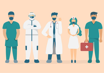 The readiness of the medical team to treat coronavirus COVID-19  and fight the coronavirus.
Illustration about health care and safety
