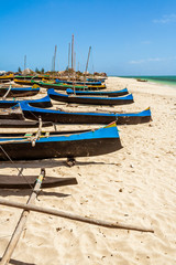 Obraz premium Malagasy outrigger canoes beached