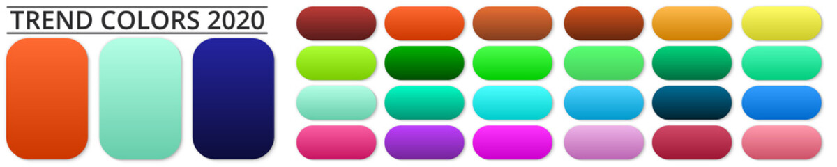 2020 color trend palette. Set of color gradients for design. Vector illustration