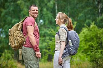 two travelers in the forest