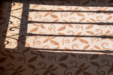 Rail shadow on a carpet.