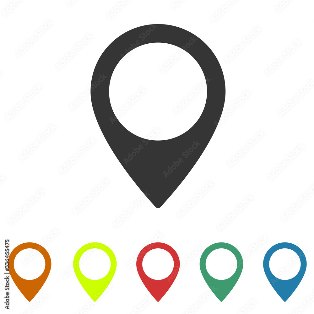 Poster set pin map marker pointer icon, gps location flat symbol – vector