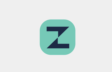 alphabet Z green square icon letter logo design for company and business