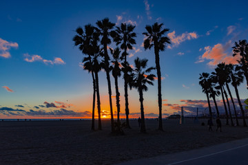 Obraz premium Santa Monica Beach in California at sunset